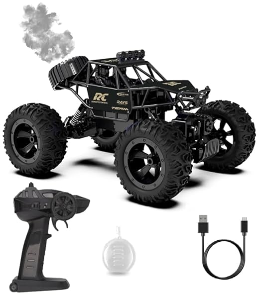 Royals hub Rock Crawler Car with Smoke Offroader Rc Car High Speed 5 Functions 1:16 RC Car with Smoke Fog Styled Climbing Monster Truck Rechargeable Remote Control Car for Kids
