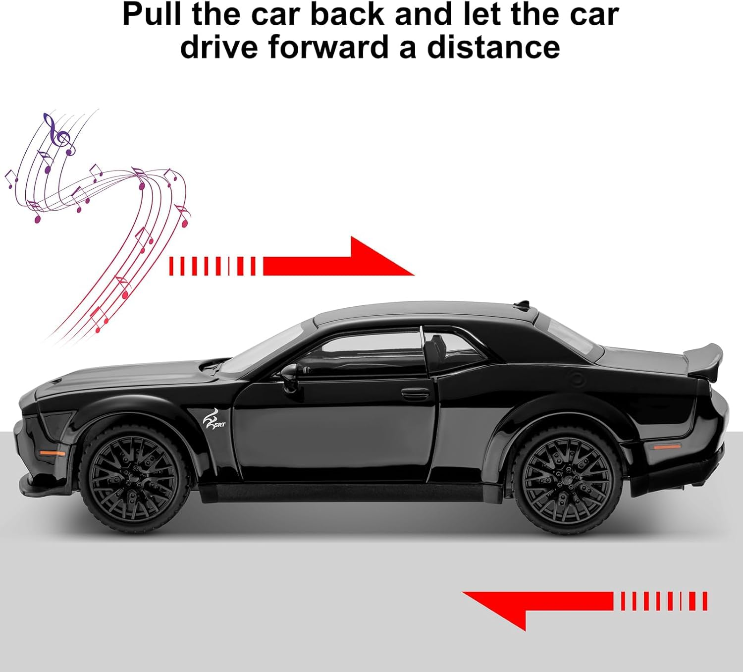 FEXXA 1:32 Scale Exclusive Alloy Metal Pull Back Die-cast Car Model with Sound Light Mini Auto Toy for Kids Metal Model Toy Car with Sound and Light? (1.32 Scale Dodge - Image 2
