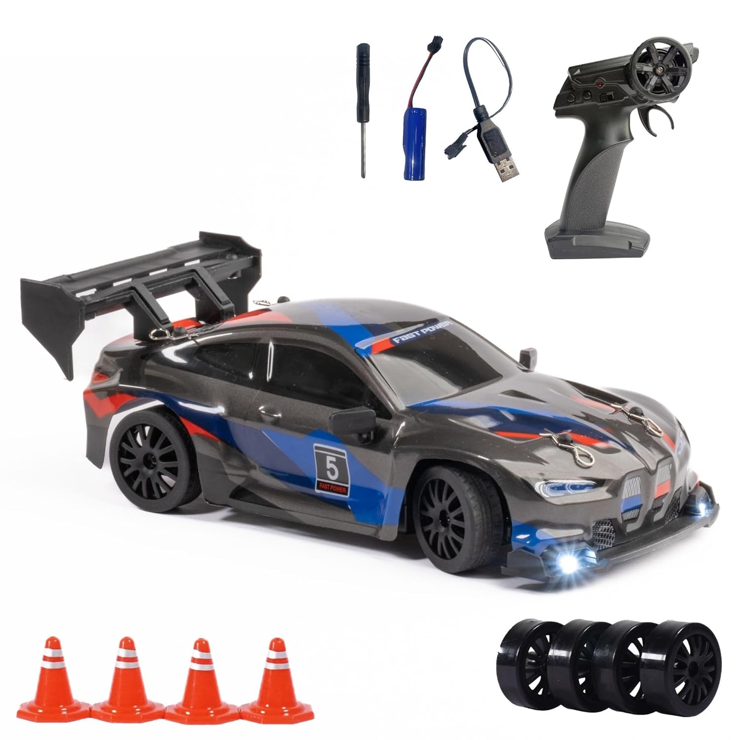 L.O.T Toys Ghost Remote Control Car | 20Kmph, 2.4Ghz | Rc Drifting Car, Rc Car 4x4, Drift Car Remote Control, Birthday Gift, Flexible PVC Shell, Long Range, Multi LED Lights (Underground Black)